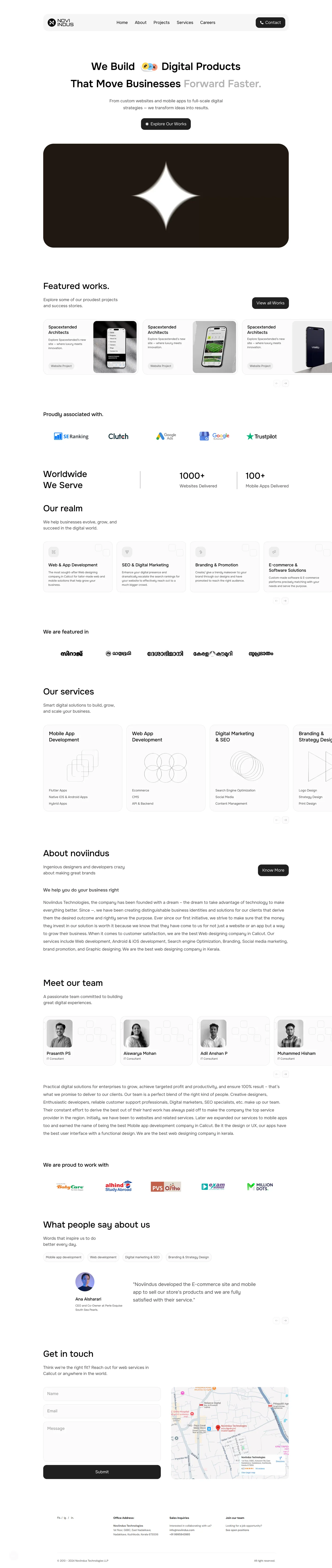 Noviindus Technologies website screenshot