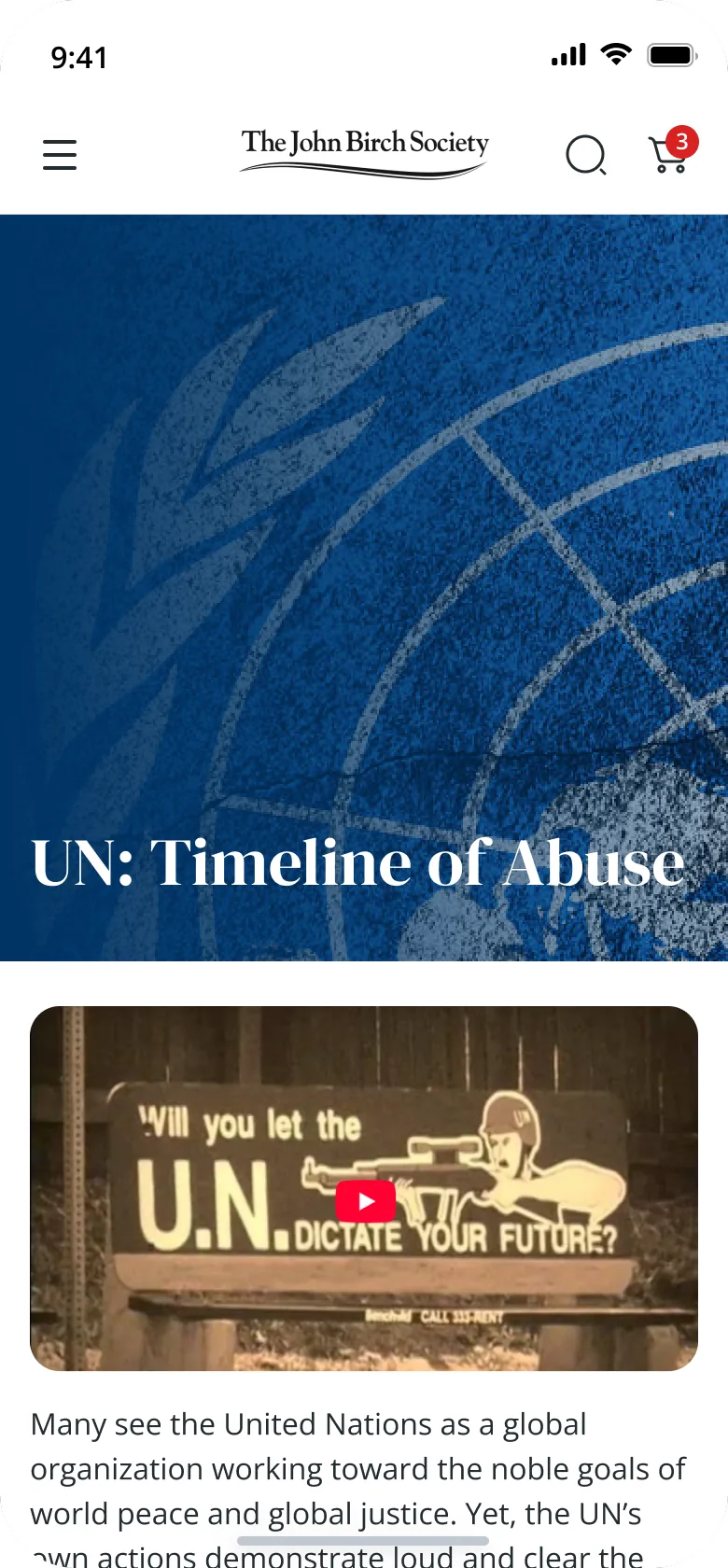 JBS Action Projects — UN: Timeline of Abuse