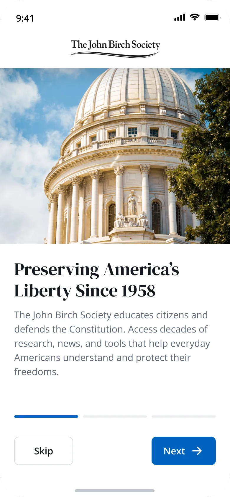 JBS Splash — Onboarding — Preserving liberty